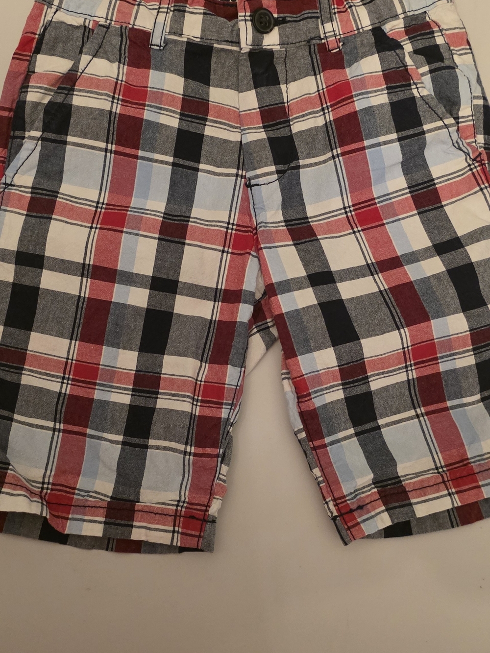 Place Red, Light Blue, Black Plaid Kids Shorts